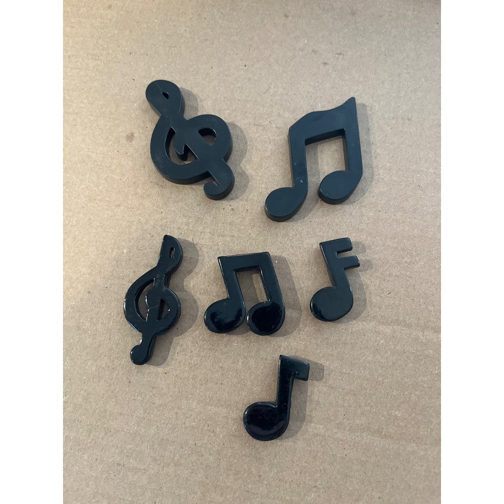 6pc Black Acrylic Music Note Treble Clef Charms Craft Embellishments Flat Back